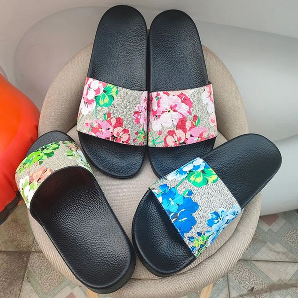 Designer Sandals ltaly Slippers New Rubber Slides Sandals Floral Brocade Women Men Slipper Flat Flip Flops Womens Fashion Striped Beach Sandal Ladies Slides US 5-11.5 - Shoes & Accessories - kalmora
