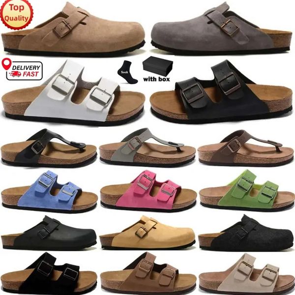 With Box Designer Clogs Sandals clog Slippers Cork Flat High Quality Fashion Summer Genuine Leather Slide Favourite Beach Casual Shoes Women Men 35-45 - Shoes & Accessories - kalmora