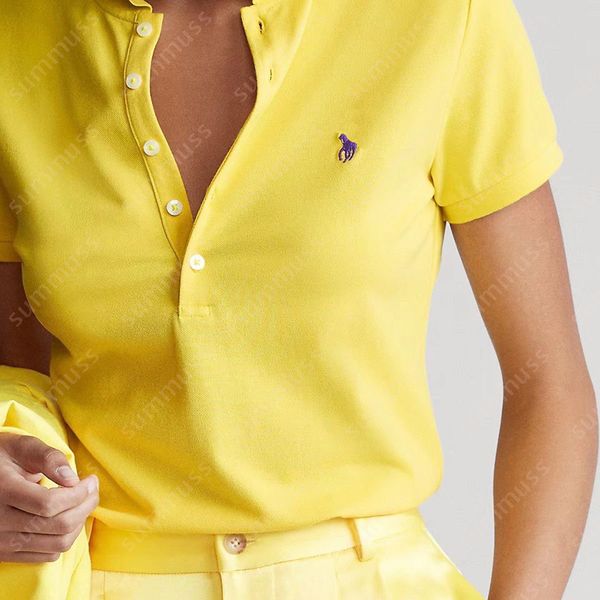 S-2XL Womens Designer Polo Shirts For Ladies Colorful Classic Embroidery T Shirts Luxury Polo Tees Summer 5 Button Tee Shirts - Apparel - kalmora