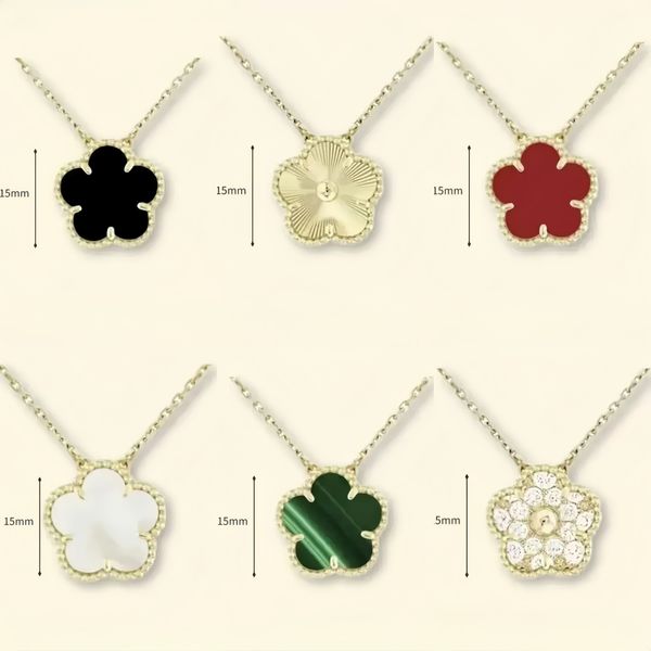 flower necklace designer for women classic clover necklace 15mm stainless steel iewlery mother of pearl diamonds pendant necklace designer iewelry women gift box - Jewelry - kalmora
