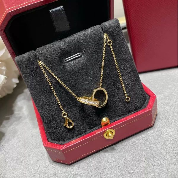 Luxury Designer Necklace Diamond Screw Love Necklaces For Men Cool Aesthetic Double Hoop Cjeweler Chains Mens Woman Pendant Necklaces Ladies Jewelry Gold Necklace - Jewelry - kalmora