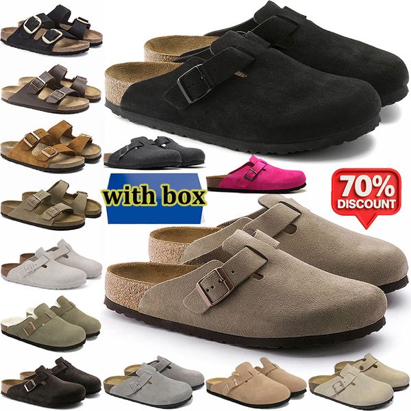 free shipping with box designer slippers men women clogs suede leather mules mens stylish slides outdoor comfortable sandals black brown sand grey shoes - Shoes & Accessories - kalmora