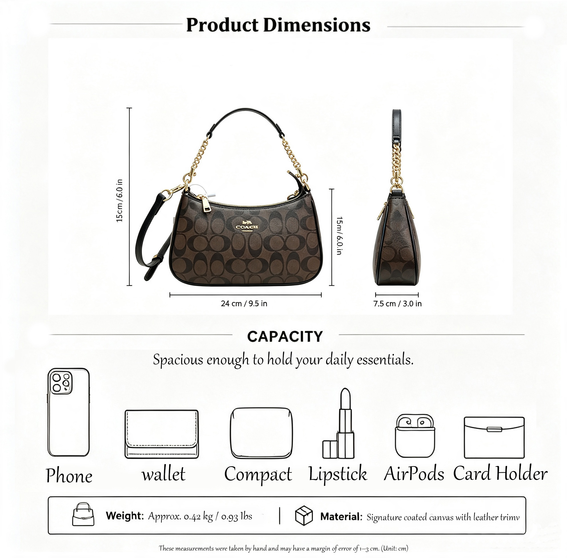 1:1 Correct Emblem teri shoulder bag Designer Handbag New Styles Metal Chain Underarm Bag Tabby Luxury Handbag High-Quality Classic Women's Leather Crossbody Bag